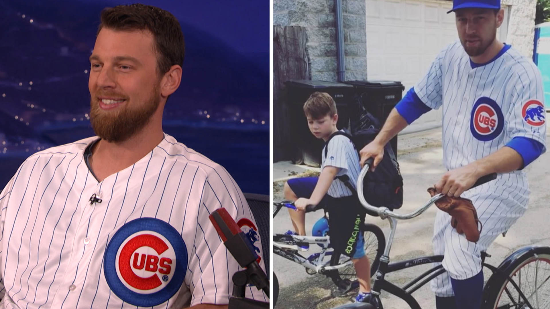 Ben Zobrist Bikes to Wrigley Field - Cubs Star Rides Bike in Full Uniform